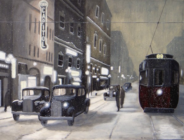 An Evening on Portage Avenue Winnipeg 1930 by Dave Rheaume